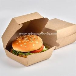 Картонена кутия за хамбургери  Крафт  10.6*11.7*9 см, 125 бр / 750 бр.