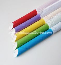 Хартиени сламки за BUBBLE TEA -  ТУТИ ФРУТИ, единично опаковани, странично отрязани, 12 мм / 20 см - 100 бр / 1500 бр.