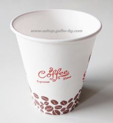 Картонена чаша Coffee Espresso Time, БЯЛА  7 oz (150 мл) диаметър 70 мм, 100 бр / 3000 бр 