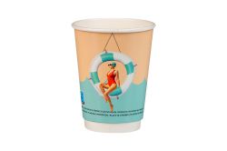 Картонена двустенна чаша 12 оз - ф90 мм  - 350 мл, ENJOY SUMMER DESIGN -  25 бр / 500 бр