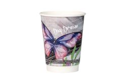 Картонена двустенна чаша 14 оз - 350 мл,  дизайн Пеперуда - 25 бр / 500 бр