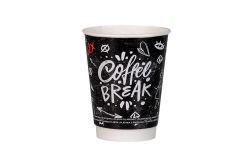 Картонена двустенна чаша 12 оз Ф 90 ММ  - 350 мл,  дизайн COFFEE BREAK - 25 бр / 500 бр