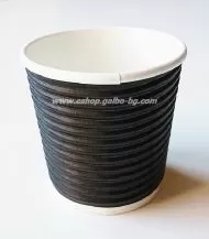 Картонена чаша 4 oz (80 мл) BLACK RIPPLE, тристенна, В ПРОМОЦИЯ 25 бр / 500 бр.