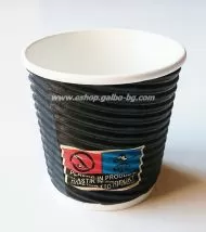 Картонена чаша 4 oz (80 мл) BLACK RIPPLE, тристенна, В ПРОМОЦИЯ 25 бр / 500 бр.