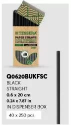 Хартиени сламки ЧЕРНИ, в кутия, неопаковани  ф6х20 см  40х250 бр