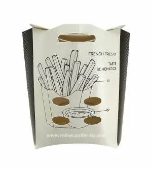 Картонена кутия за пържени картофки с капак за доставки  "Easy Eats"   8,5*7*12 см - 50 бр / 500 бр