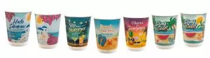 Картонена двустенна чаша 12 оз - Ø90 мм - 350 мл,  SUMMER  DESIGNS  MIX -  500 бр   В ПРОМОЦИЯ