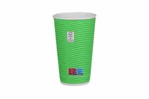Картонена чаша 16 oz (400 мл) рипъл ЦВЕТНА МИКС, тристенна, 25 бр / 500 бр