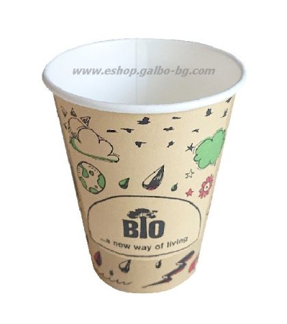 Картонена биоразградима чаша 14 oz (350 мл) BIO FUN  50/1000 бр