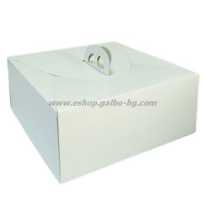 Картонена кутия за  торта БЯЛА с дръжка     30*30*13 см 10 бр.