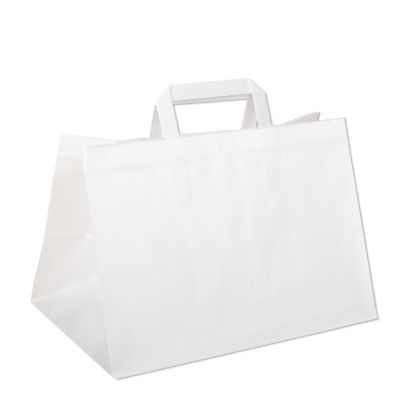 Бяла чанта XL, за меню с дръжки и широко дъно, 32/22/24 см - 25 бр / 250 бр.