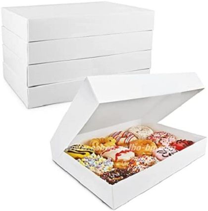 Бяла картонена кутия за 12 донъти/понички/канелени рулца  44*33*7,5 см;   20 бр / 100 бр
