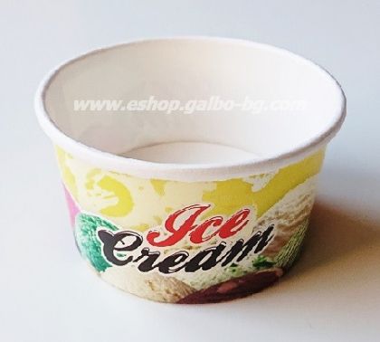 Картонена чаша за сладолед с печат за 1 топка сладолед  ЖЪЛТА  2 оз/50 мл,  76 бр / (2280 бр)