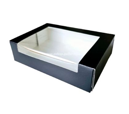 Картонена кутия ЧЕРНА MEDIUM  с прозорец   16.5*11.5*4 см,  25 бр / 300 бр