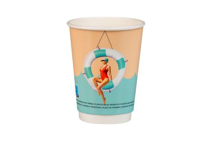 Картонена двустенна чаша 12 оз - ф90 мм  - 350 мл, ENJOY SUMMER DESIGN -  25 бр / 500 бр