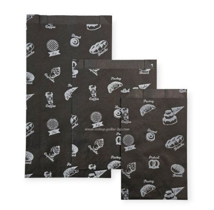 Хартиен плик за закуски BAKERY 16/5/31 см черен маслоустойчив  - 1000 бр