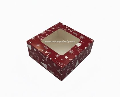 Малка Коледна кутия с прозорец 13*13*5 см    25 бр. / 400 бр.