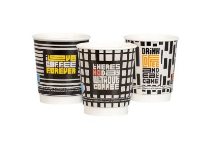 Картонена двустенна чаша 8 оз - 200 мл, GEOMETRICAL DESIGNS MIX,  500 бр,  В ПРОМОЦИЯ 