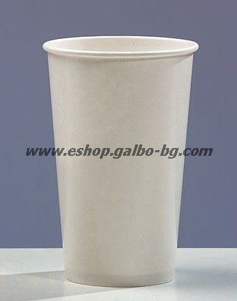 Бяла картонена чаша 16 oz (400 мл)  - ДЕБЕЛ КАРТОН - 50 бр / 1000 бр (350 гр/м2)