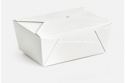 Бяла картонена кутия за храна 1300 мл,15,5/12/6,5 см - 60 бр/360 бр