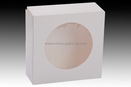 Бяла картонена кутия с прозорец 20*20*7,5 см  - 25 бр / 300 бр