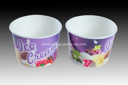 Картонена чаша за сладолед с печат за 3 топки сладолед  200 мл В ПРОМОЦИЯ  1250 бр