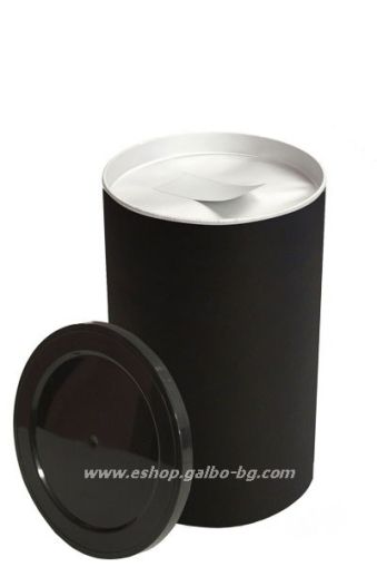 Цилиндрична картонена кутия 400 мл, размер 73х120 мм, черна