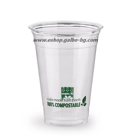 БИО прозрачна чаша PLA 16 оз - 400 мл , 100%Compostable,  50 бр