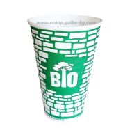 Биоразградима двустенна релефна картонена чаша 16 oz (400 мл) GREEN WALL  25 бр / 500 бр