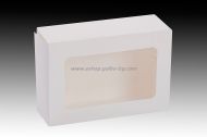 Бяла картонена кутия за сладкиши с прозорец 14*20*6,3 см 25 бр / 275 бр