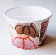 Картонена чаша за сладолед  с печат за 3 топки сладолед  РОЗОВА   8 оз/200 мл,  25 бр / (1000 бр В ПРОМОЦИЯ)