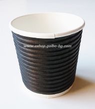 Картонена чаша 4 oz (100 мл) BLACK RIPPLE, тристенна, 25 бр / 1000 бр.