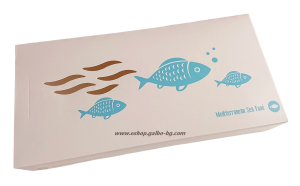 Картонена кутия за риба, голяма бяла с печат  35*17,5*6 см  - 25 бр / 250 бр