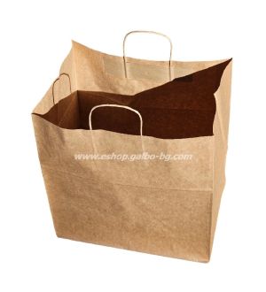 Крафт чанта за пазаруване с усукани  дръжки,до 20 кг тегло, с широко дъно, 36/24/40 см - 50 бр / 200 бр