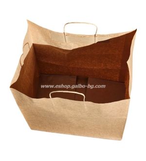 Крафт чанта за пазаруване с усукани  дръжки,до 20 кг тегло, с широко дъно, 36/24/40 см - 50 бр / 200 бр