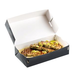 Картонена кутия за храна "Easy Eats" за скара - кюфтета, кебапчета и други печени меса,  24*13*5,5 см - 25 бр / 400 бр