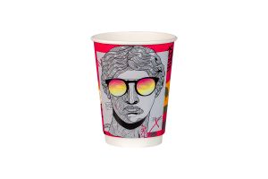 Картонена двустенна чаша 12 оз - ф90 мм - 350 мл,  POP ART  DESIGNS  MIX -  25 бр / 500 бр