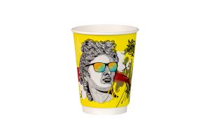 Картонена двустенна чаша 12 оз - ф90 мм - 350 мл,  POP ART  DESIGNS  MIX -  25 бр / 500 бр