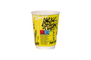 Картонена двустенна чаша 12 оз - ф90 мм - 350 мл,  POP ART  DESIGNS  MIX -  25 бр / 500 бр