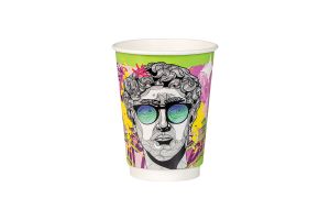 Картонена двустенна чаша 12 оз - ф90 мм - 350 мл,  POP ART  DESIGNS  MIX -  25 бр / 500 бр