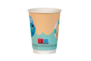 Картонена двустенна чаша 12 оз - ф90 мм  - 350 мл, ENJOY SUMMER DESIGN -  25 бр / 500 бр