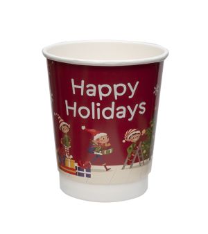 Картонена двустенна чаша 8 оз - 200 мл,  CHRISTMAS 5  DESIGNS  MIX - 500 бр