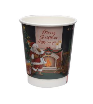 Картонена двустенна чаша 8 оз - 200 мл,  CHRISTMAS 5  DESIGNS  MIX - 500 бр
