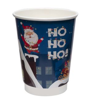 Картонена двустенна чаша 14 оз - 350 мл,  микс от 5 CHRISTMAS дизайна - 500 бр