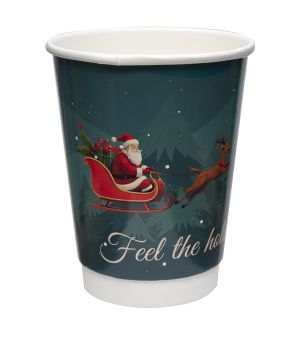 Картонена двустенна чаша 14 оз - 350 мл,  микс от 5 CHRISTMAS дизайна - 500 бр
