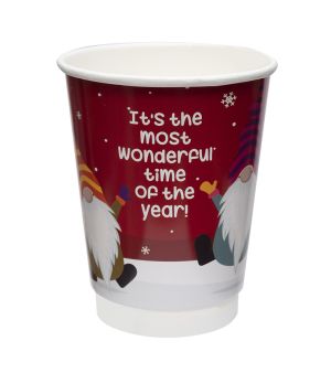 Картонена двустенна чаша 14 оз - 350 мл,  микс от 5 CHRISTMAS дизайна - 500 бр