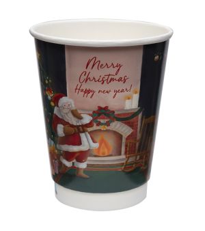 Картонена двустенна чаша 14 оз - 350 мл,  микс от 5 CHRISTMAS дизайна - 500 бр