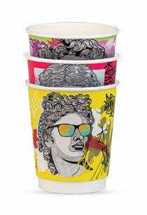 Картонена двустенна чаша 8 оз - Ø80 мм - 200 мл,  POP ART  DESIGNS  MIX -  500 бр 