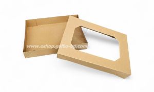 Комплект кутия с прозорец и отделен капак за кетъринг, КАФЯВА 357х247х80 мм, 50 броя