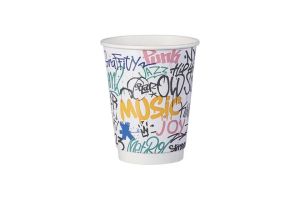 Картонена двустенна чаша 14 оз - 350 мл,   GRAFFITI DESIGN, MIX -  25 бр / 500 бр